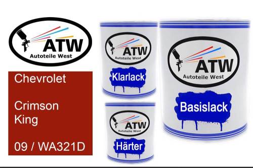 Chevrolet, Crimson King, 09 / WA321D: 1L Lackdose + 1L Klarlack + 500ml Härter - Set, von ATW Autoteile West.